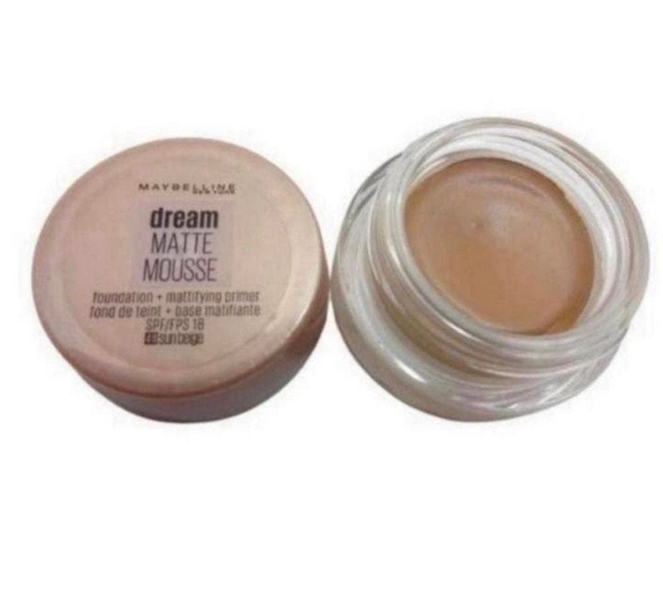 2X Maybelline Dream Matte Mousse Foundation - 48 Sun Beige, Mm, Gehele gezicht, Beige, Nieuw