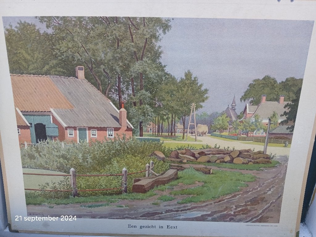 Schoolplaat Een gezicht in Eext door B. Bueninck 1919, Ophalen of Verzenden, Aardrijkskunde