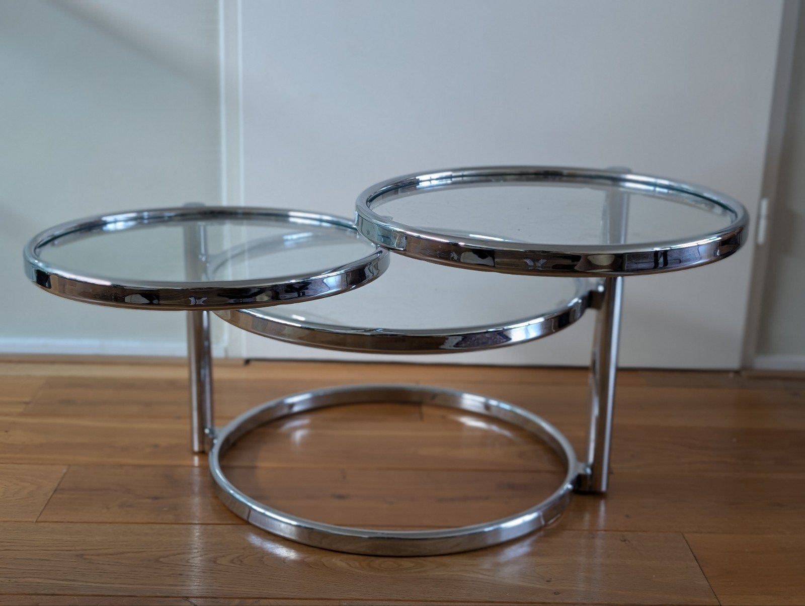 Leitmotiv Vintage Salontafel - Chroom en Glas, Vintage, Modern, Retro, Gebruikt, 50 tot 100 cm, Glas