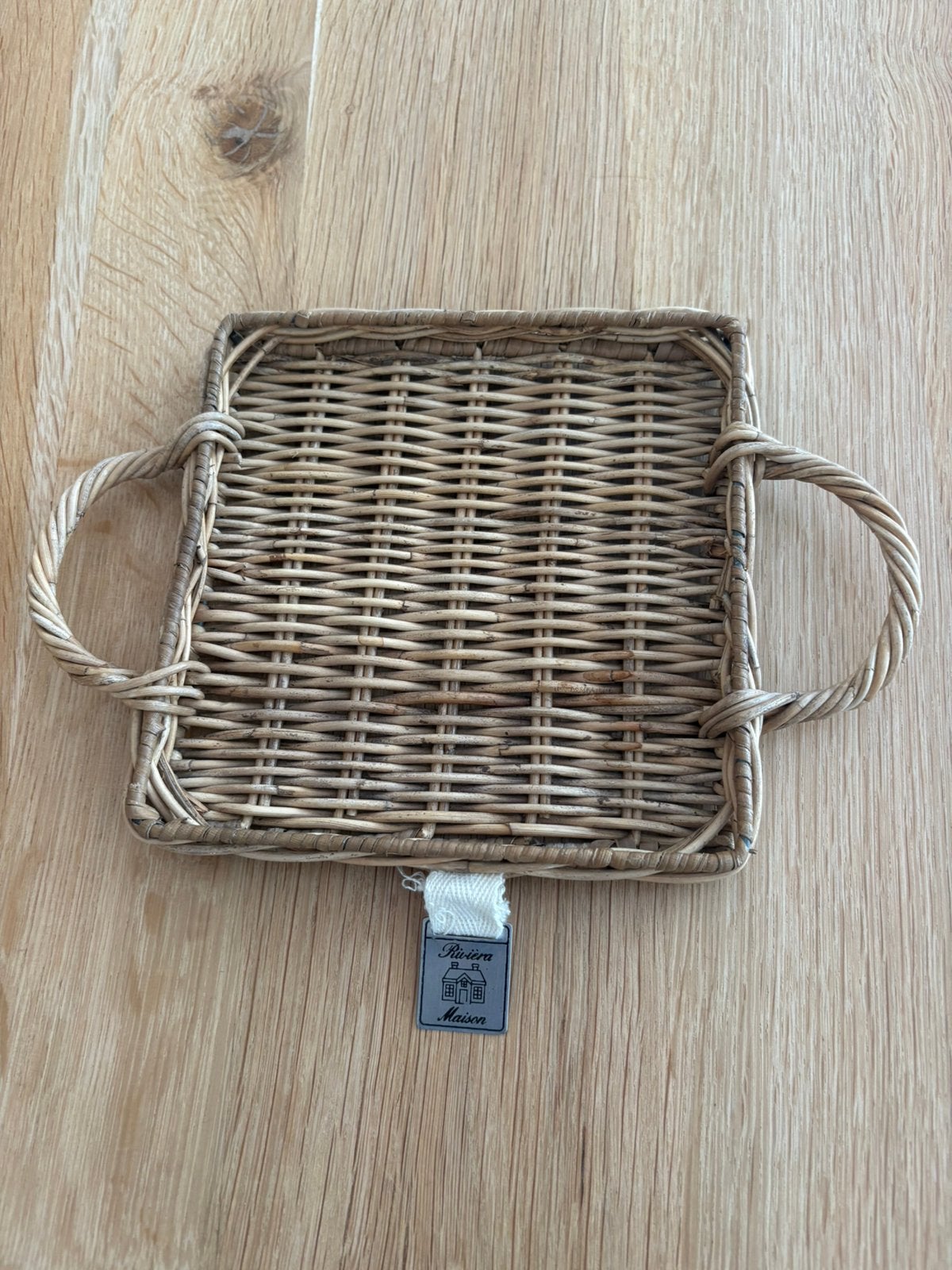 Riviera maison Rustic Rattan Mini Tray Square, Huis en Inrichting, Overige typen, Vierkant, Ophalen of Verzenden, Zo goed als nieuw