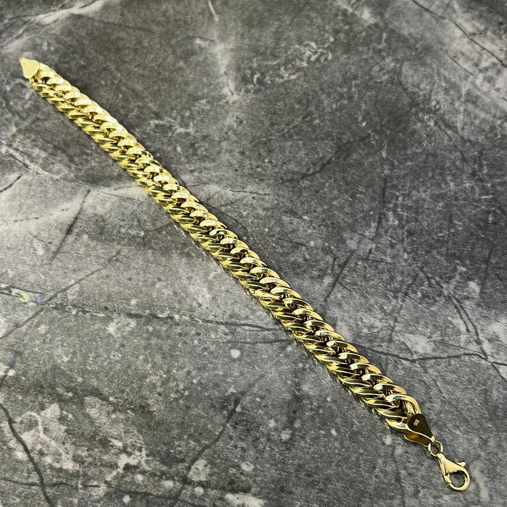 14 karaats gouden armband cuban gourmet schakel, Ophalen of Verzenden, Zo goed als nieuw, Goud