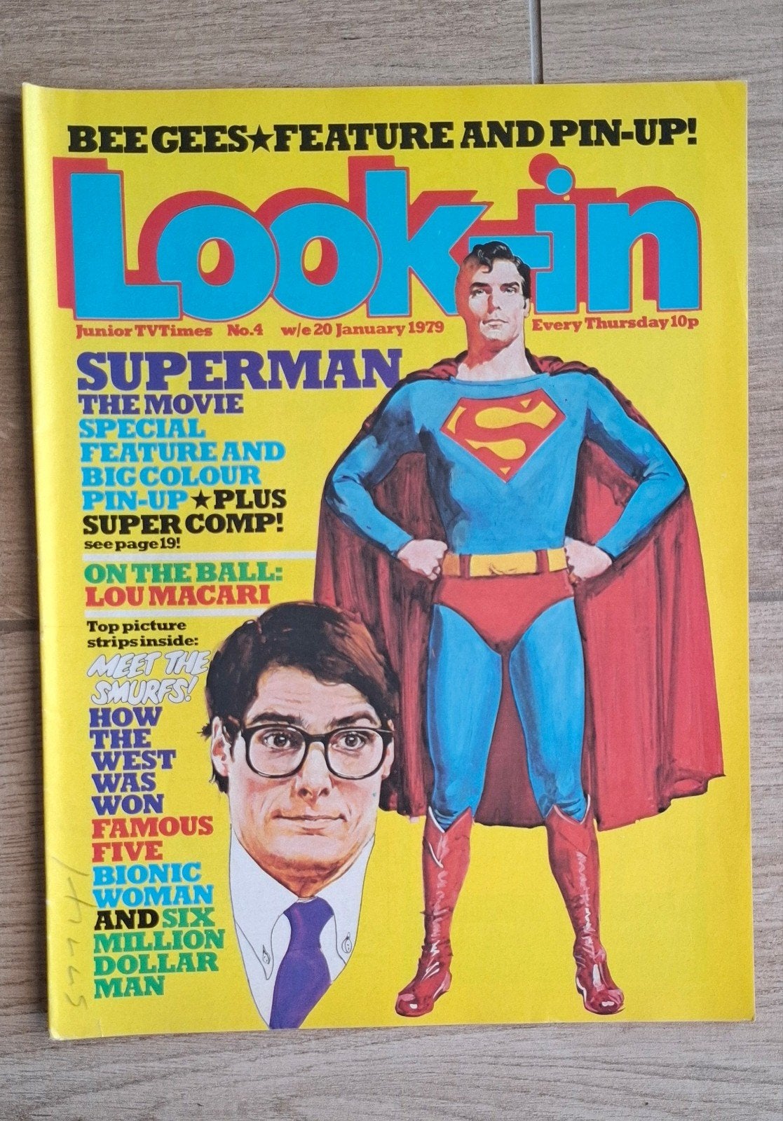 Nostalgisch Muziekblad Look-in '70s Superman / Beegees, Ophalen, Poster, Artwork of Schilderij