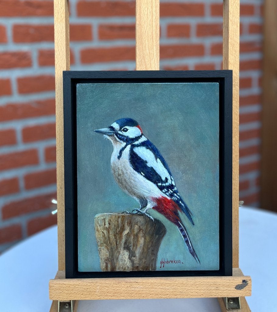 Grote bonte specht. Hans Habraken., Paneel, Realistisch, Dieren, Ophalen of Verzenden