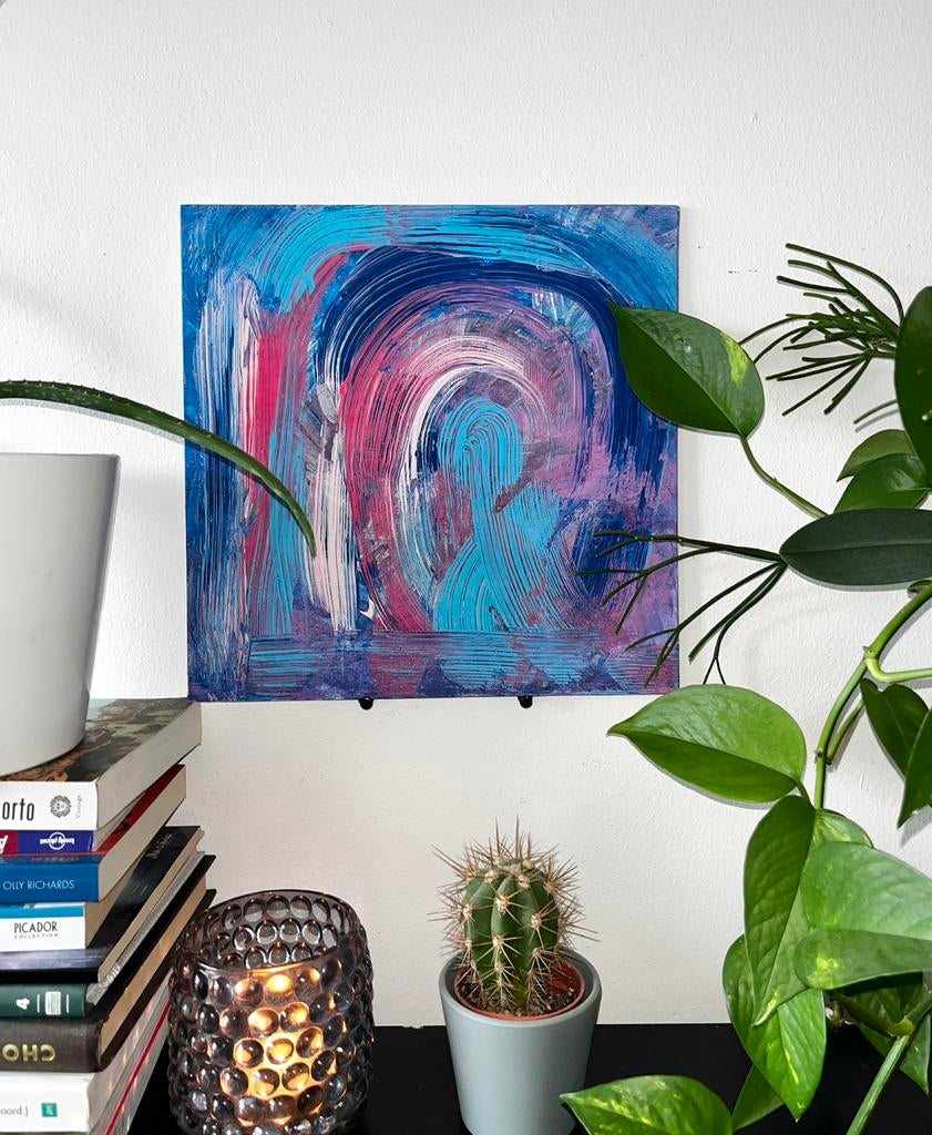Original abstract acrylic painting 25x25, Ophalen of Verzenden