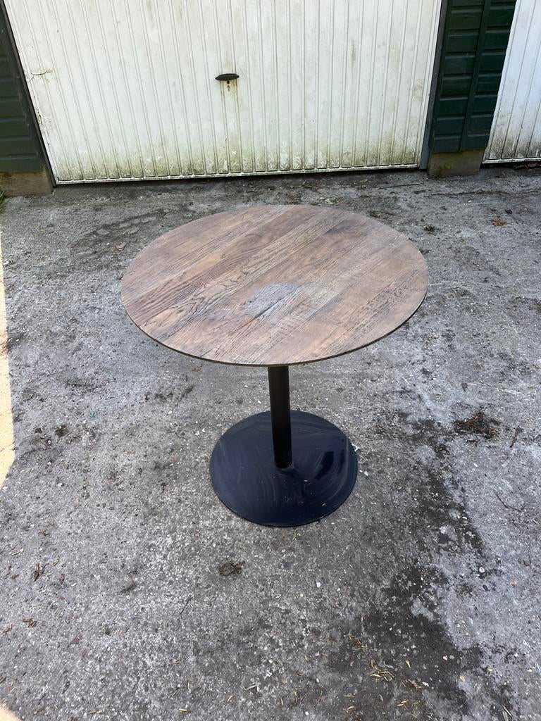 Ronde tafel met houtlook blad - Diameter 75 cm, Ophalen, Zo goed als nieuw