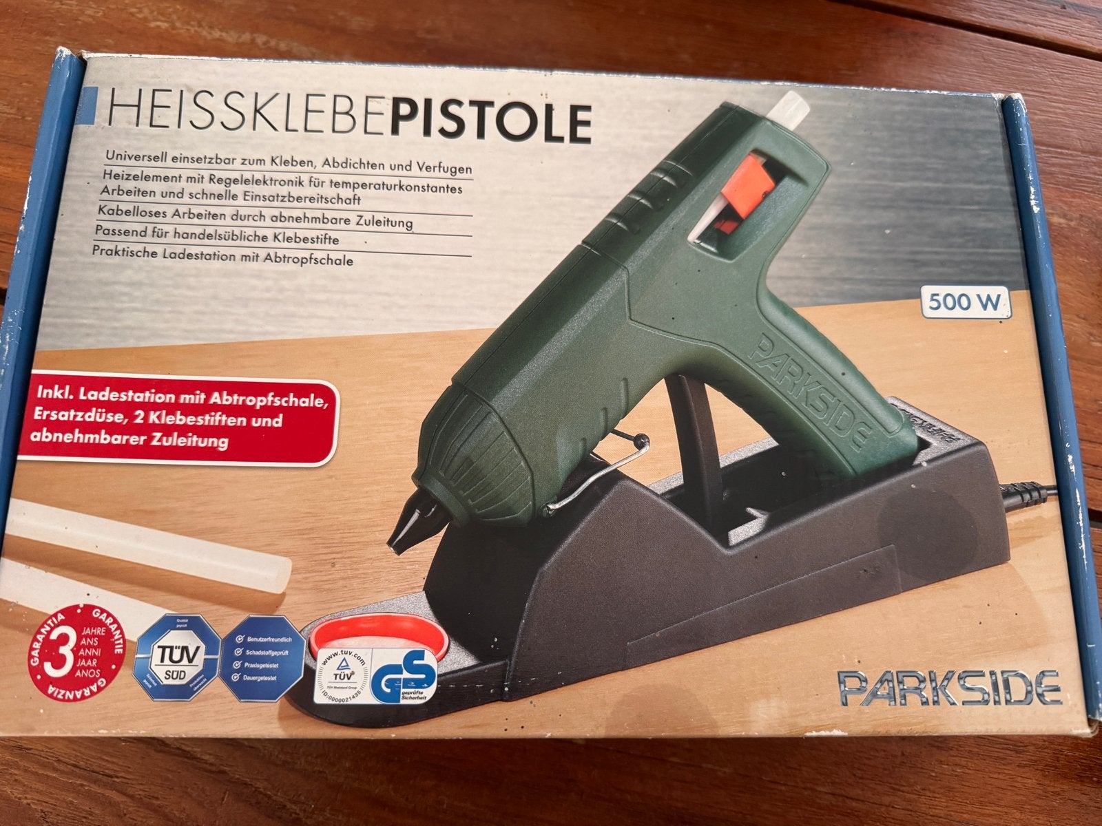 Parkside Heißklebepistole 500W met laadstation, Ophalen of Verzenden, Zo goed als nieuw, Overige typen, Parkside