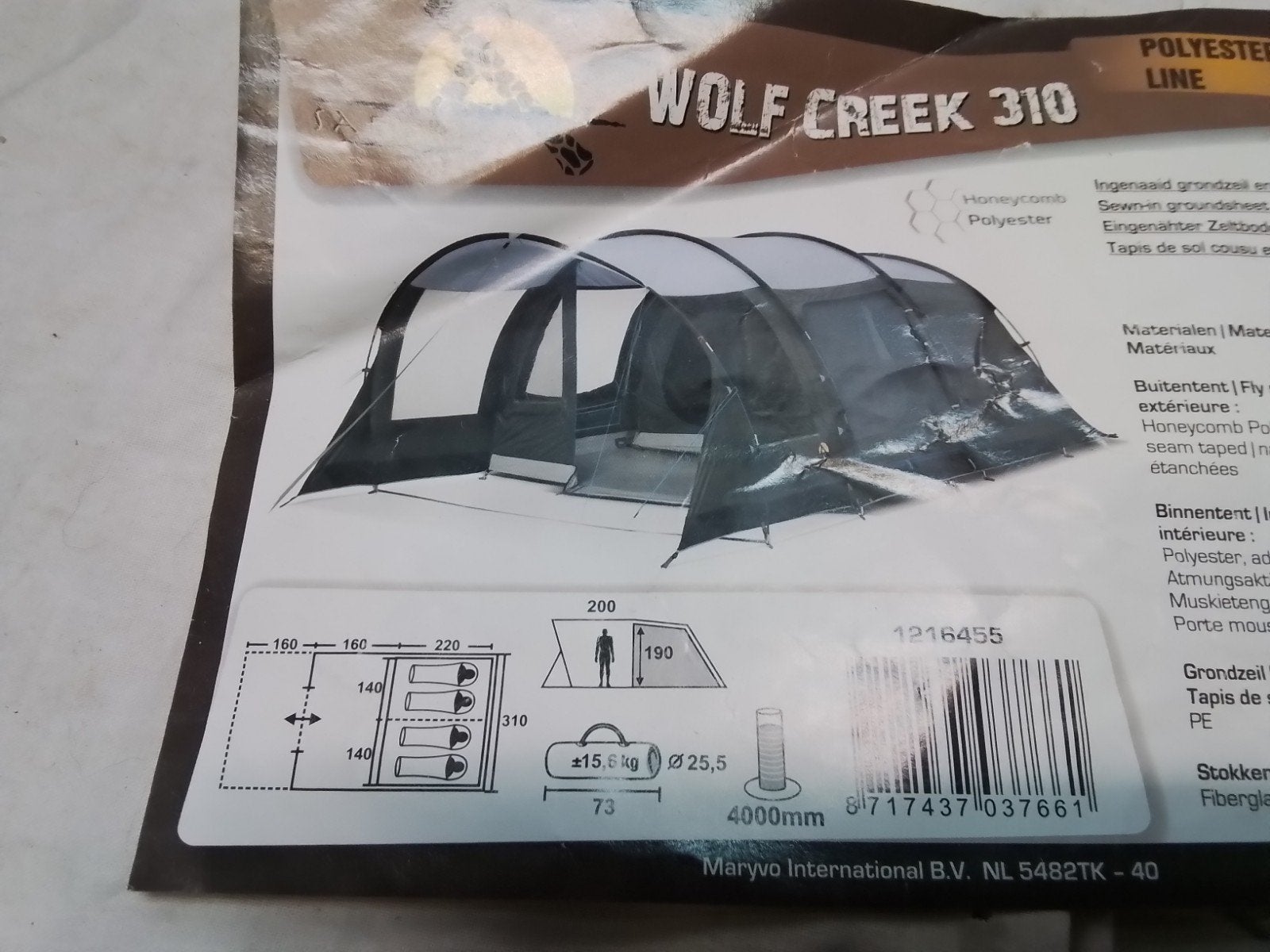 Wolf Creek 310 Tent - Ruime 3-persoons tunneltent, Ophalen, Tot en met 4