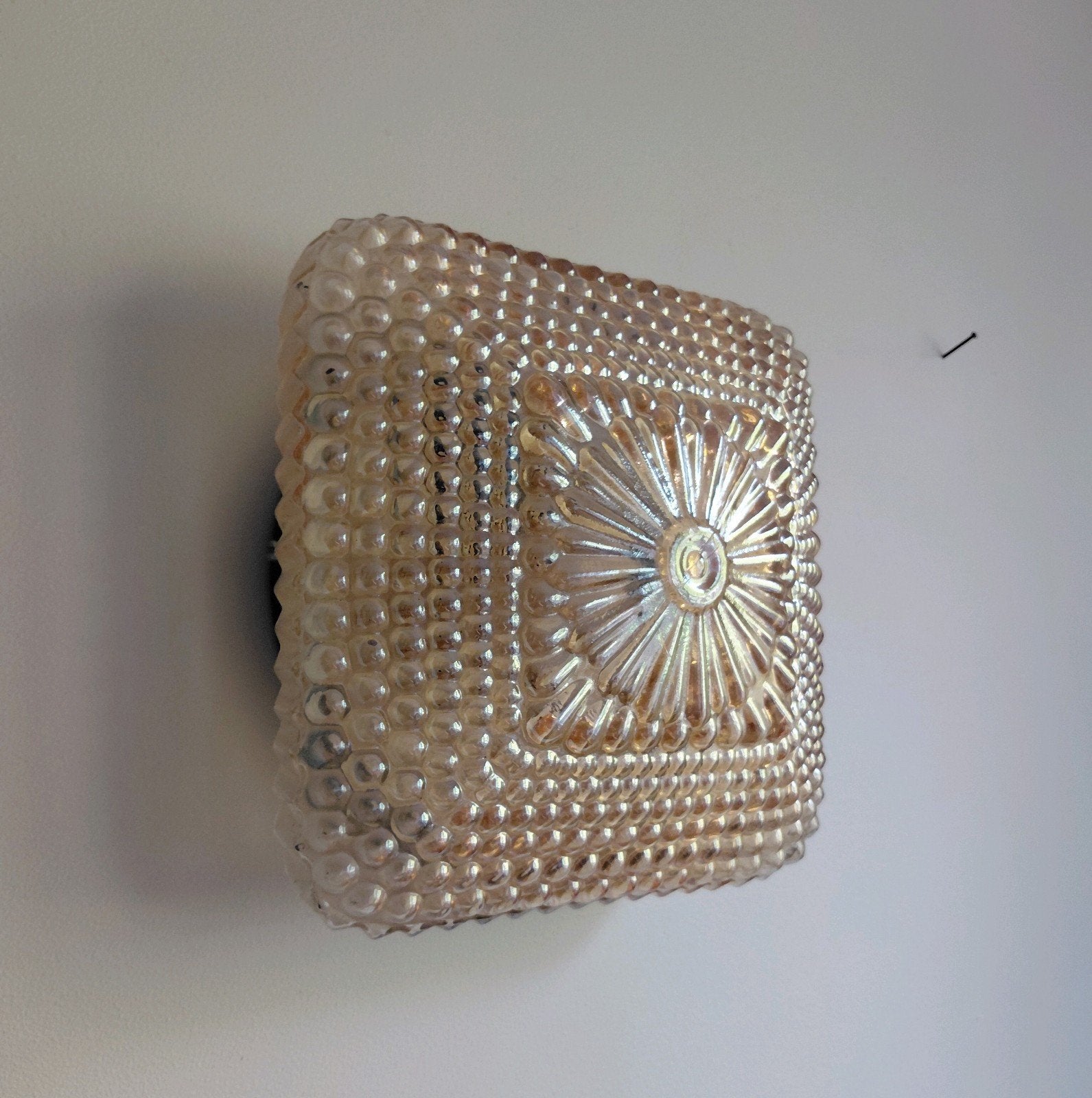 Vintage plafondlamp | Plafonniere | Amberkleur Jaren 60, Ophalen of Verzenden
