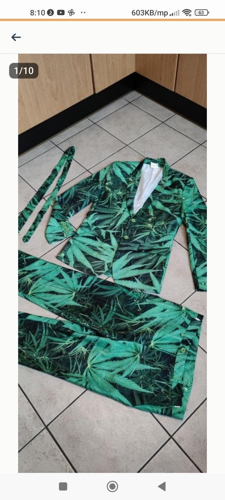 Cannabis 3 delig setje voor karnaval of feest maat S tot M, Kleding | Heren, Ophalen of Verzenden, Zo goed als nieuw, Maat 52/54 (L)