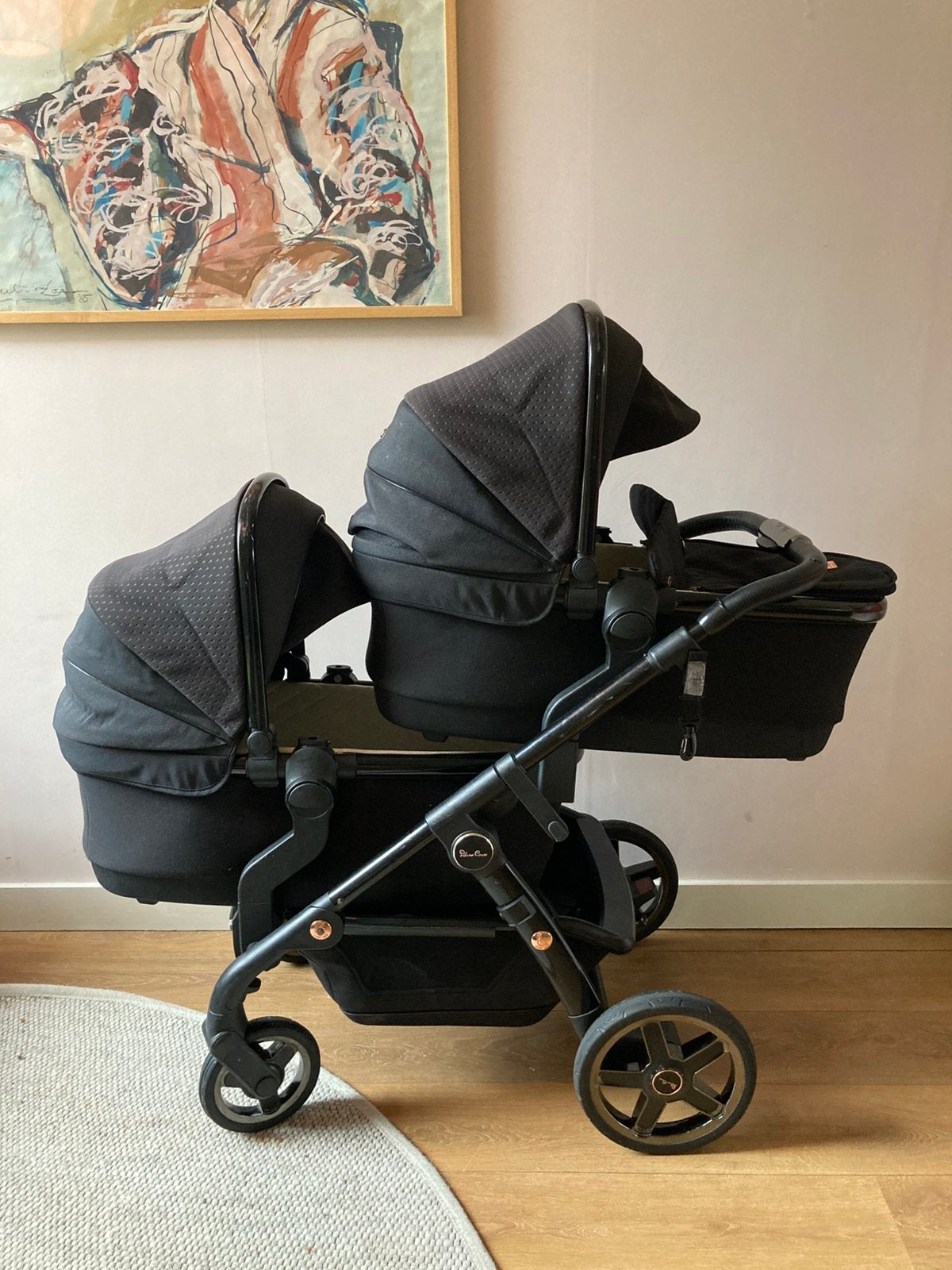 Kinderwagen tweeling / duo silver cross inc maxicosi auto, Zo goed als nieuw, Duowagen, Ophalen, Kinderwagen
