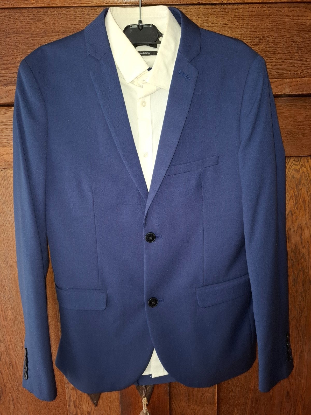 WE intense blue skinny fit pak Maat 44 blouse skinny stretch, Kleding | Heren, Kostuums en Colberts, WE, Blauw, Ophalen of Verzenden