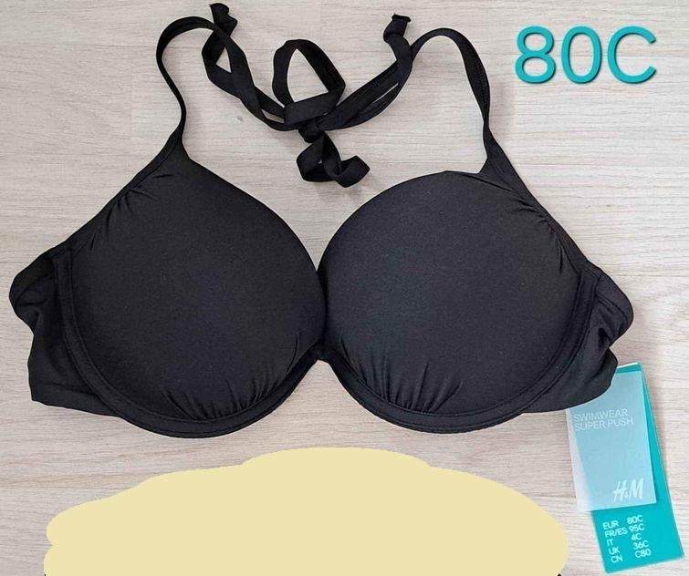 SUPER PUSH UP BIKINI TOP NIEUW ZWART 80C H&M, Kleding | Dames, H&M, Zwart, Nieuw, Ophalen of Verzenden