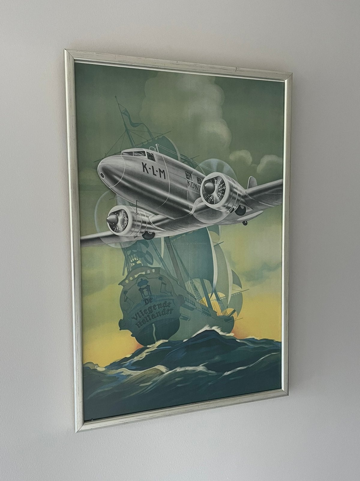 Arjen Galema vintage KLM poster ingelijs, Ophalen, Kaart, Foto of Prent