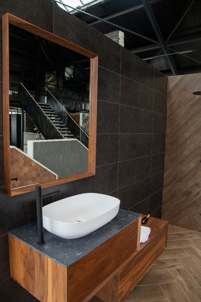 Luxe badmeubel 80 + 100 cm | Walnoot | Black Marquina, Nieuw, Minder dan 100 cm, Wastafelkast, 25 tot 50 cm