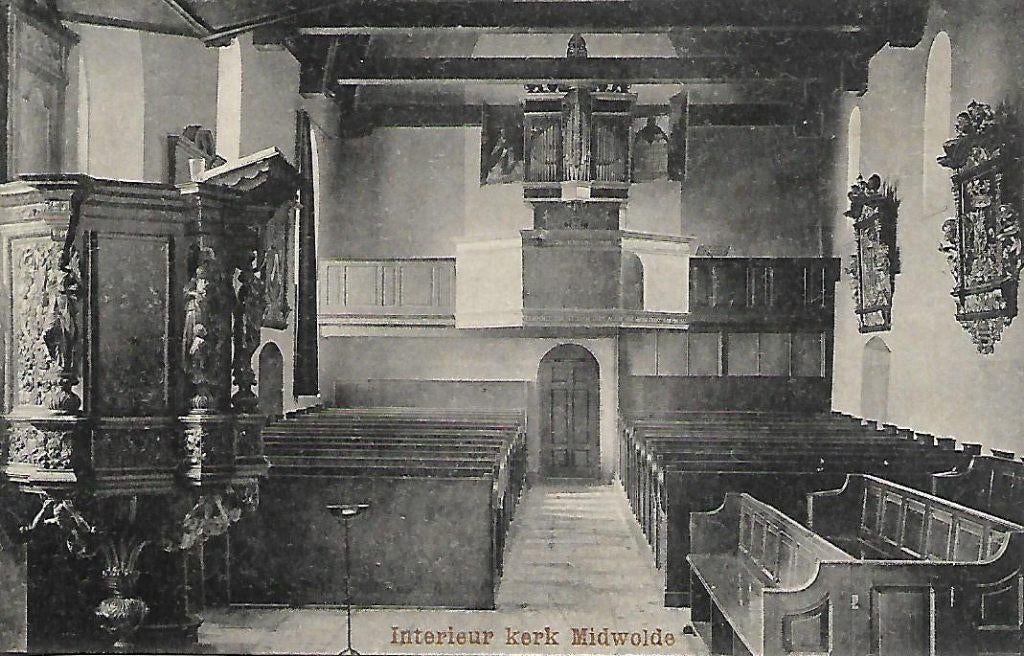 Midwolde- -Interieur Kerk., Verzenden, Voor 1920, Ongelopen, Groningen