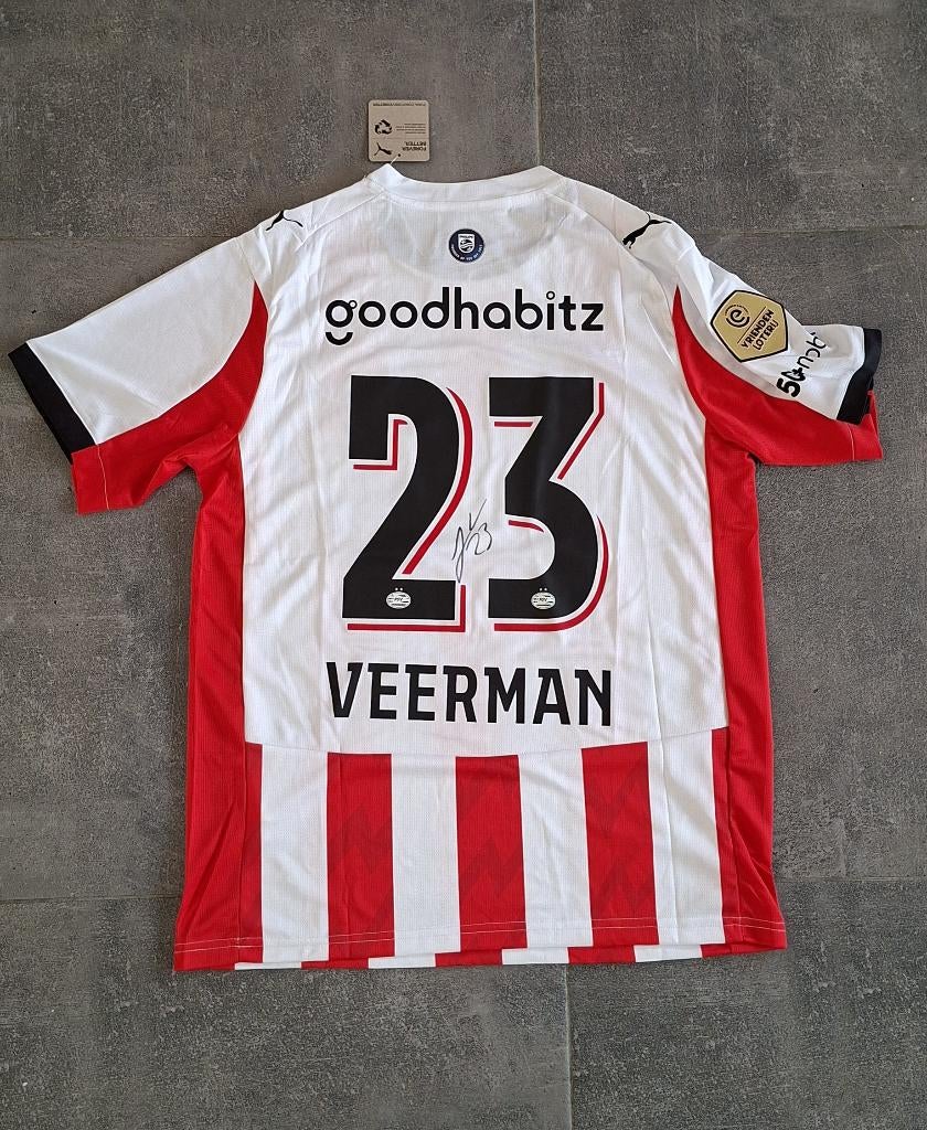 Shirt met originele handtekening Joey Veerman # PSV Kampioen, Ophalen of Verzenden, Nieuw, PSV, Shirt