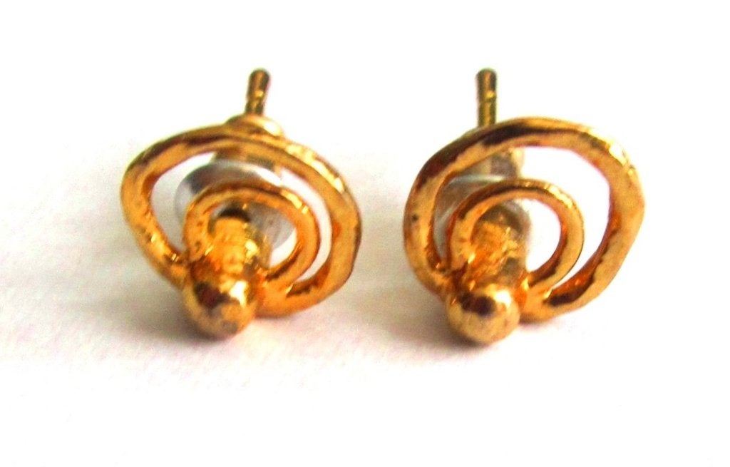 Prachtige Vintage oorbellen oorstekers verguld, Sieraden, Tassen en Uiterlijk, Oorbellen, Overige materialen, Ophalen of Verzenden