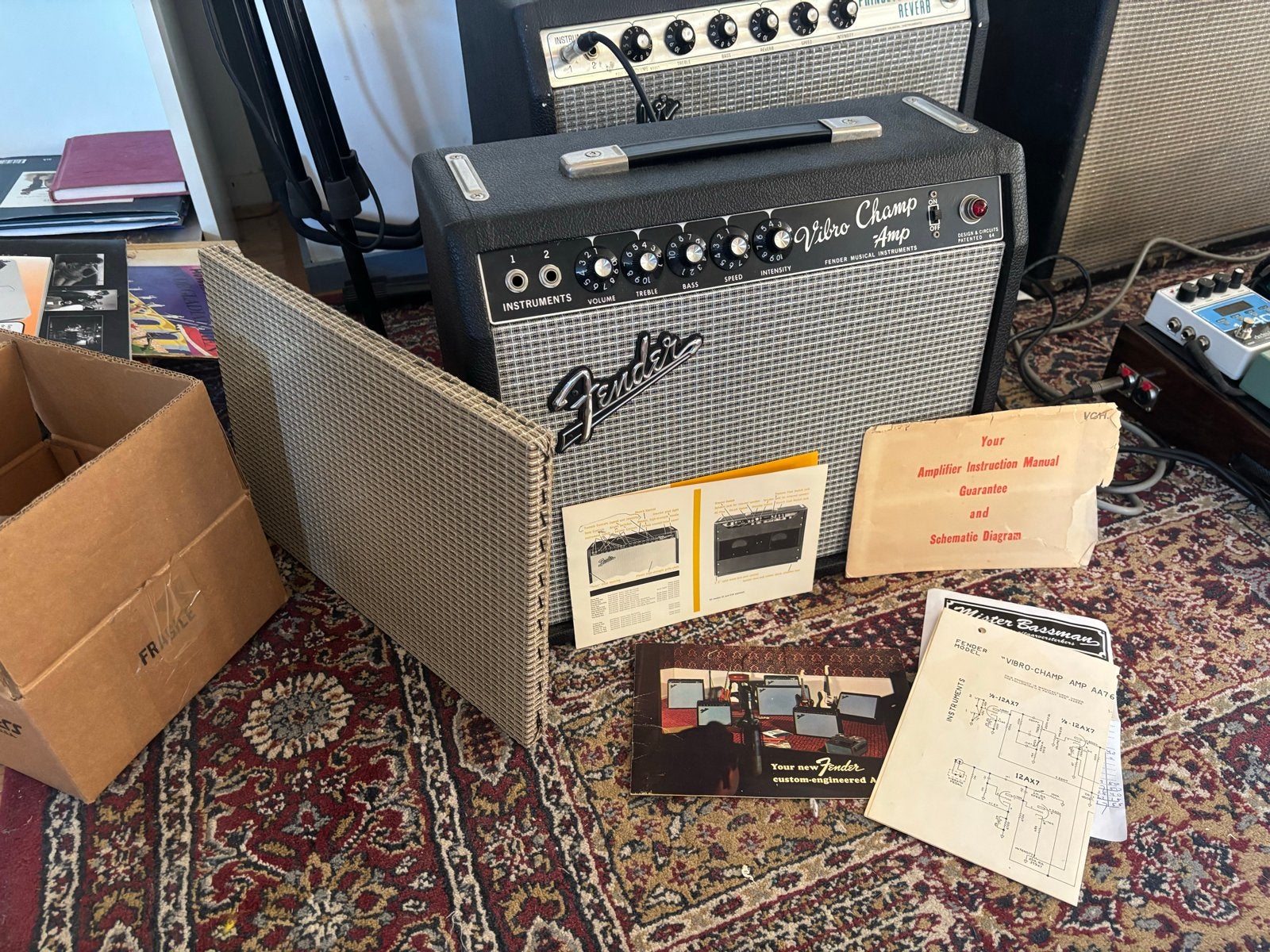 Vintage zeldzame Fender Vibro Champ 1966 amp koop/ruil, Muziek en Instrumenten, Ophalen, Gebruikt, Gitaar, Minder dan 50 watt
