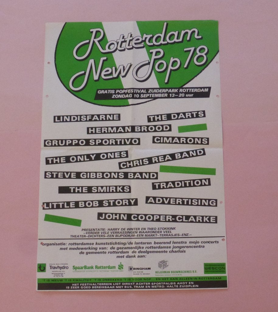 Poster  Rotterdam New Pop Festival uit het jaar 1978, Ophalen of Verzenden, A1 t/m A3, Muziek, Rechthoekig Staand