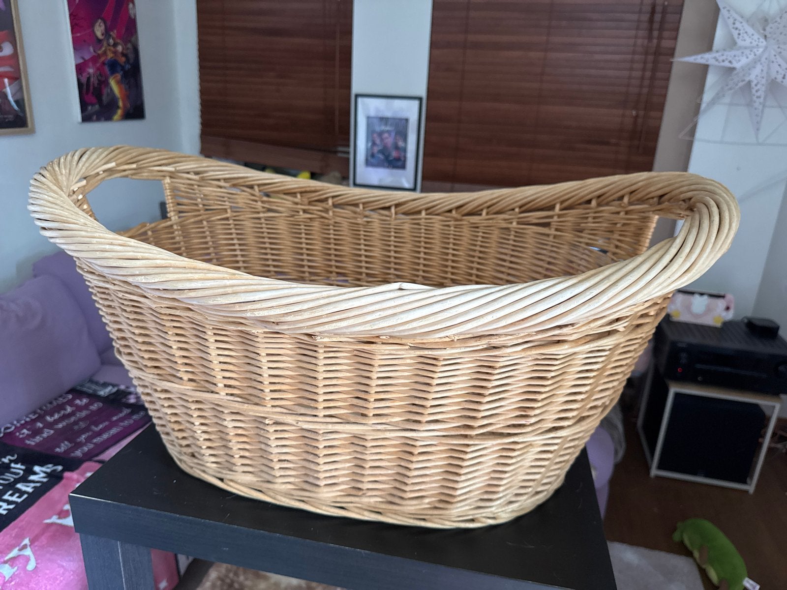 Grote rieten mand - Ideaal voor opslag of decoratie, Ophalen, Gebruikt, Gevlochten, Mand
