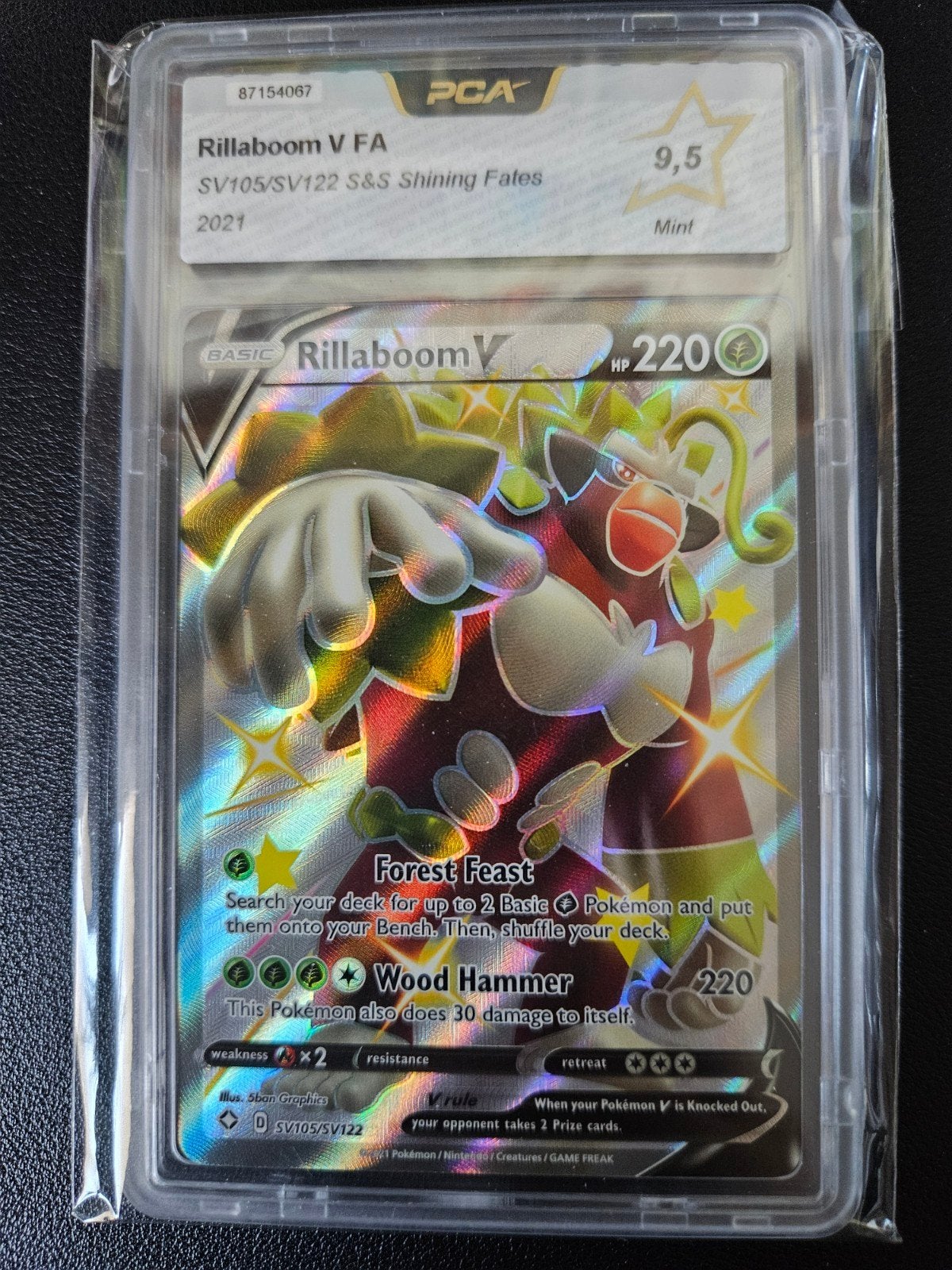 Rillaboom V Full Art Shining Fates PCA 9.5, Verzenden, Nieuw, Losse kaart