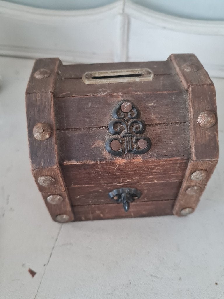 Houten spaarpot/sierraden kistje opbergkistje, Ophalen of Verzenden