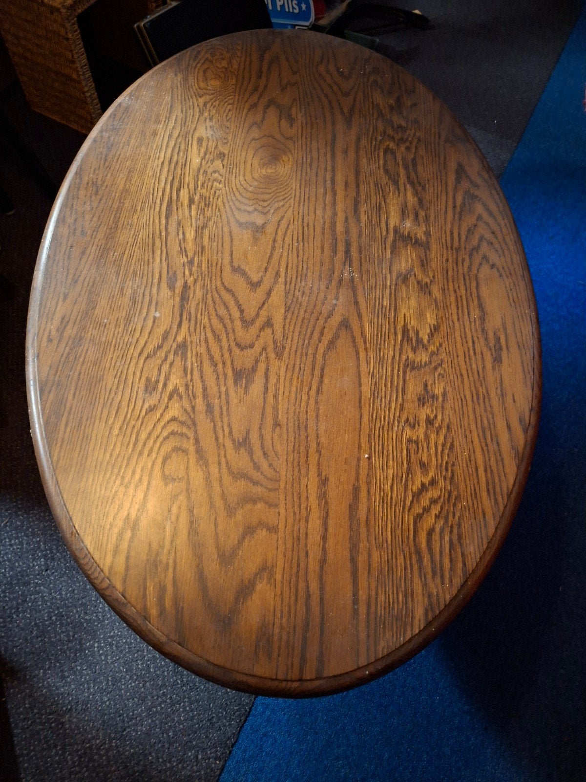 Retro massieve ovale houten salontafel, Ophalen of Verzenden
