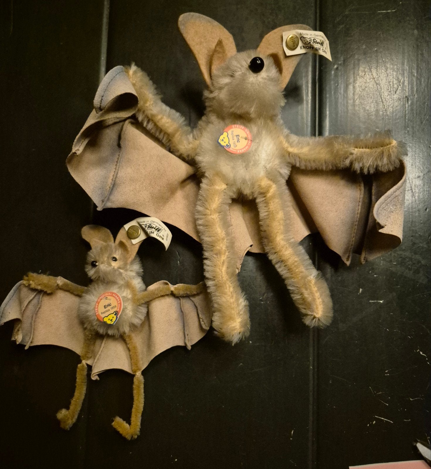 Steiff Vleermuis Eric met Kleintje - Zeldzame Replica, Ophalen of Verzenden