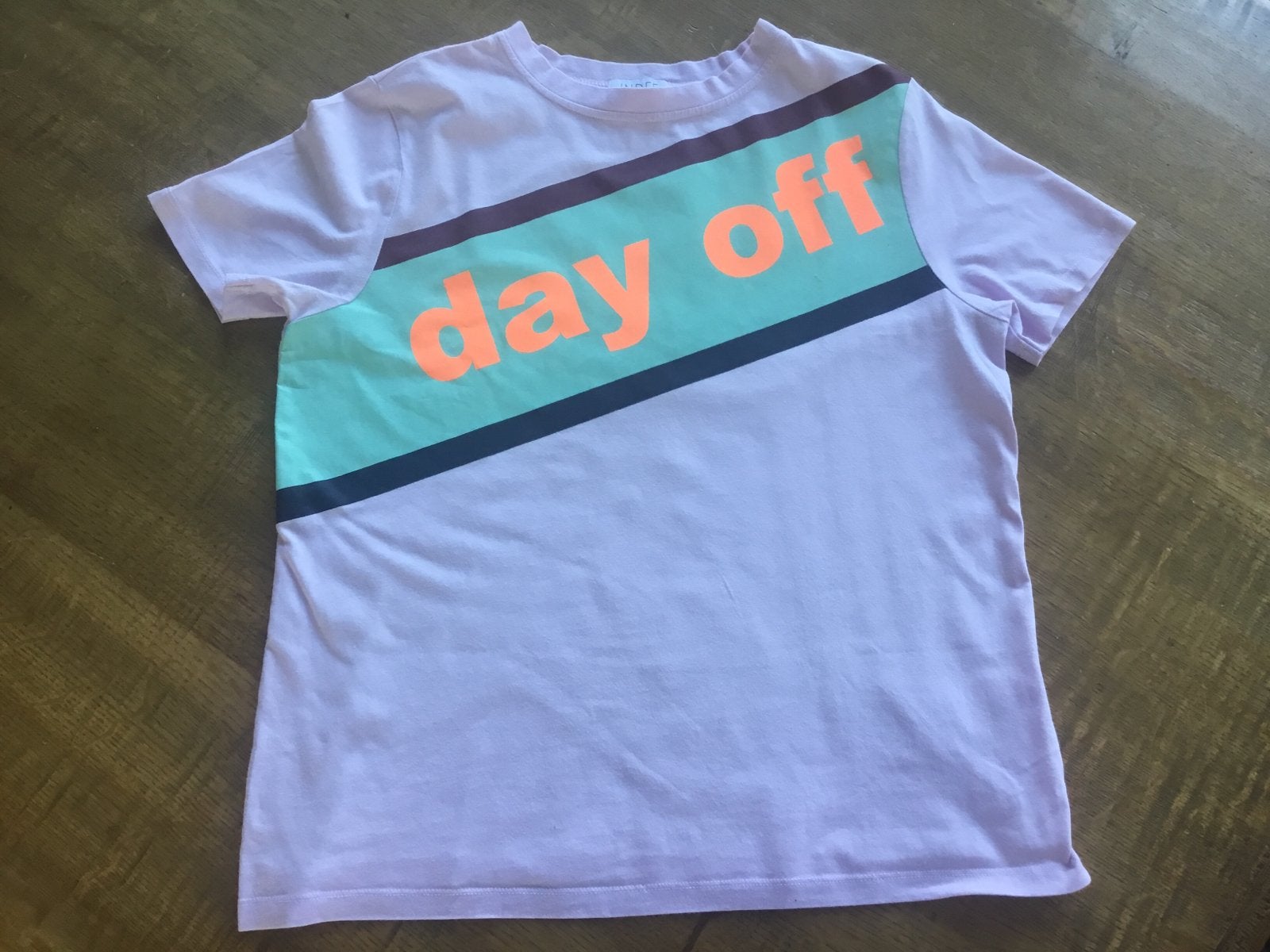 Indee shirt lila met tekst 'day off' maat 12 (152), Kinderen en Baby's, Kinderkleding | Maat 152, Ophalen of Verzenden, Gebruikt