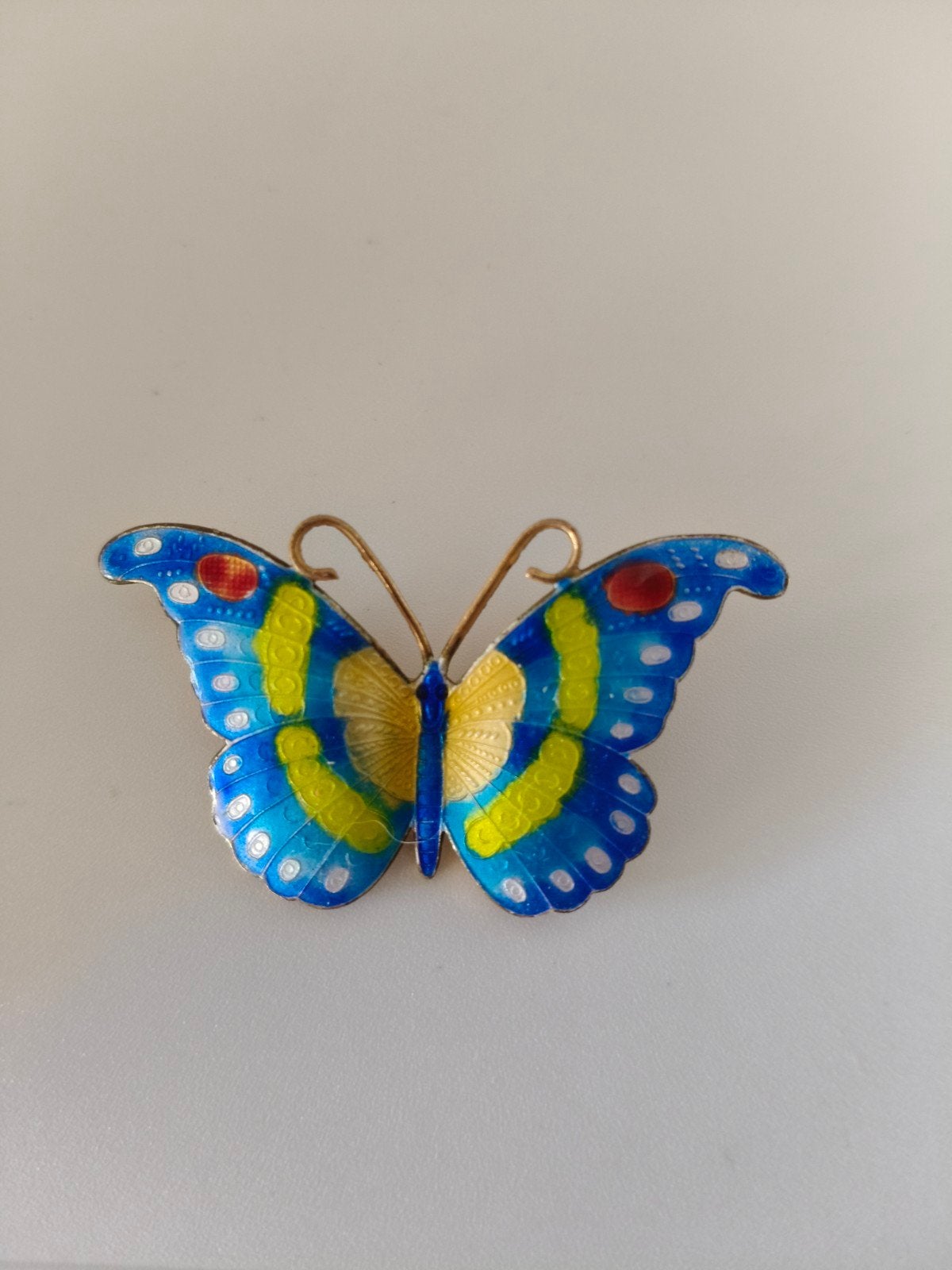 Art Nouveau Guilloche Emaille Vlinder Broche, Ophalen of Verzenden