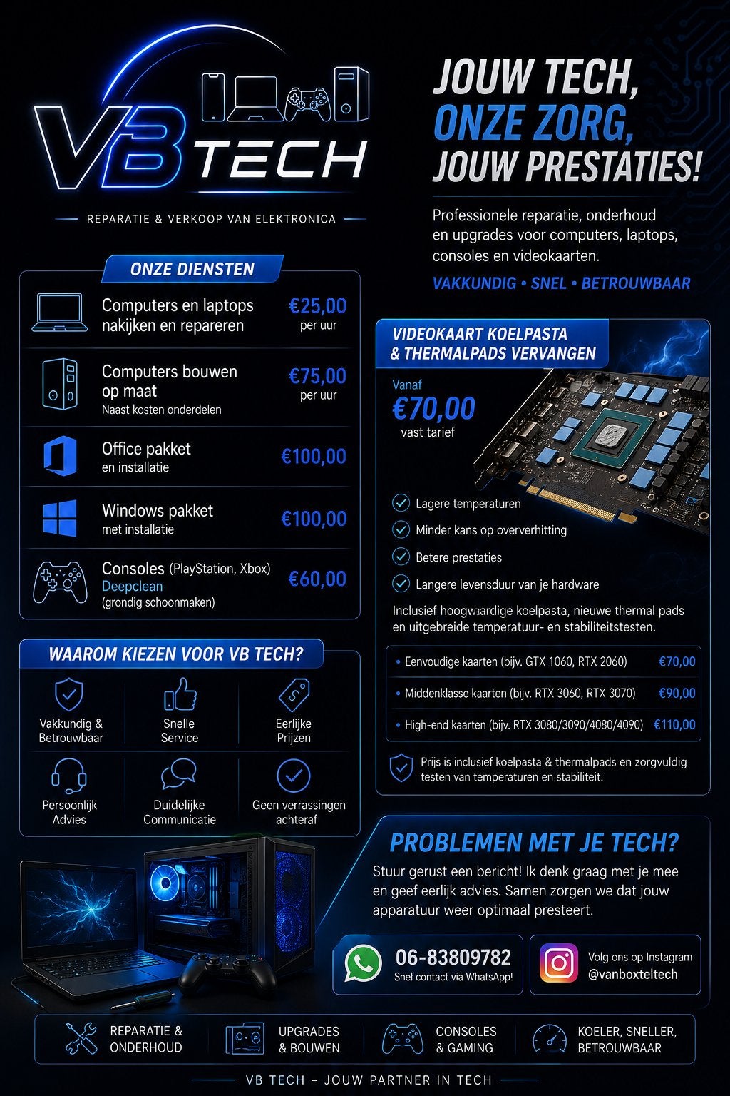 VBtech reparatie & verkoop van elektronica, Ophalen