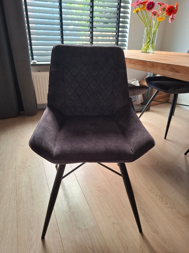 Grijze eetkamer stoelen, Huis en Inrichting, Ophalen, Zo goed als nieuw, Vier, Stof