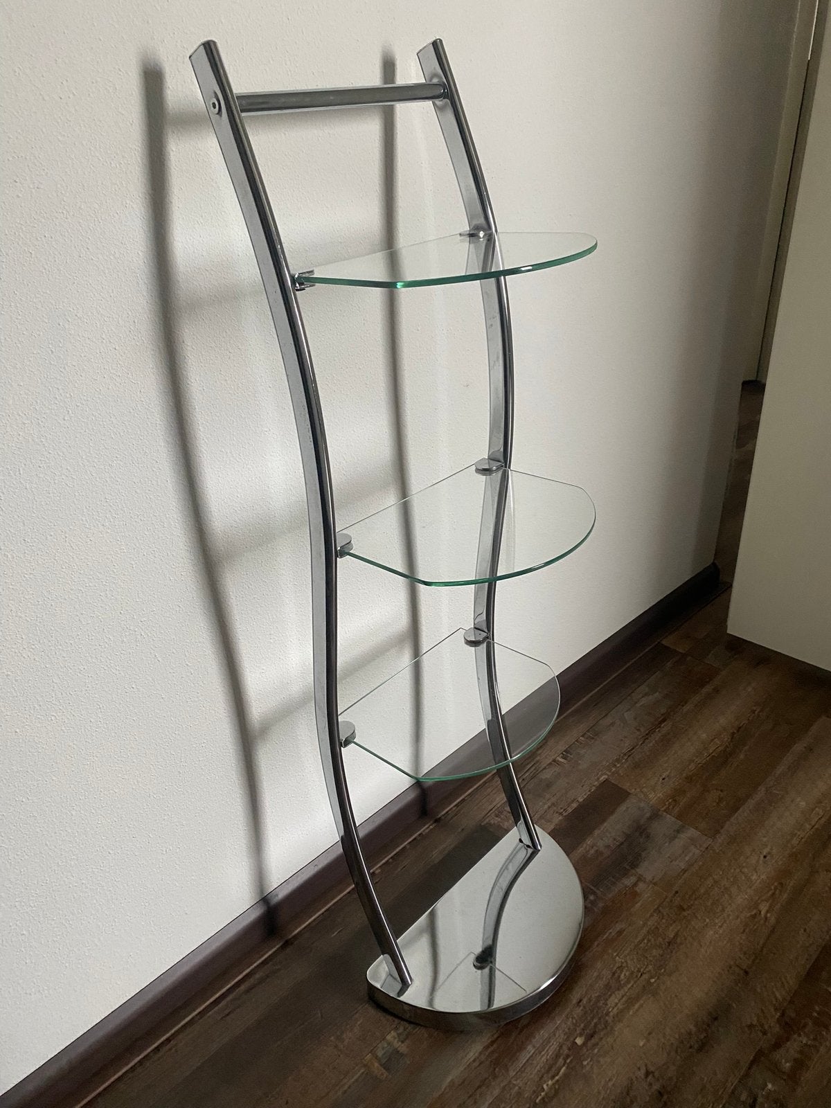 chroom stellingkast met glazen platen, Ophalen, Minder dan 50 cm, Overige typen, Zo goed als nieuw
