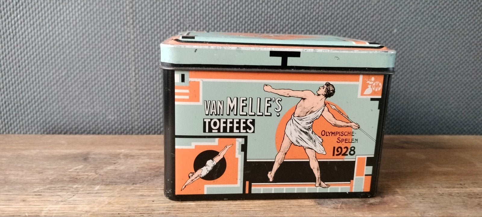 Vintage Van Melle Toffee Blik - Olympische Spelen 1928, Ophalen of Verzenden