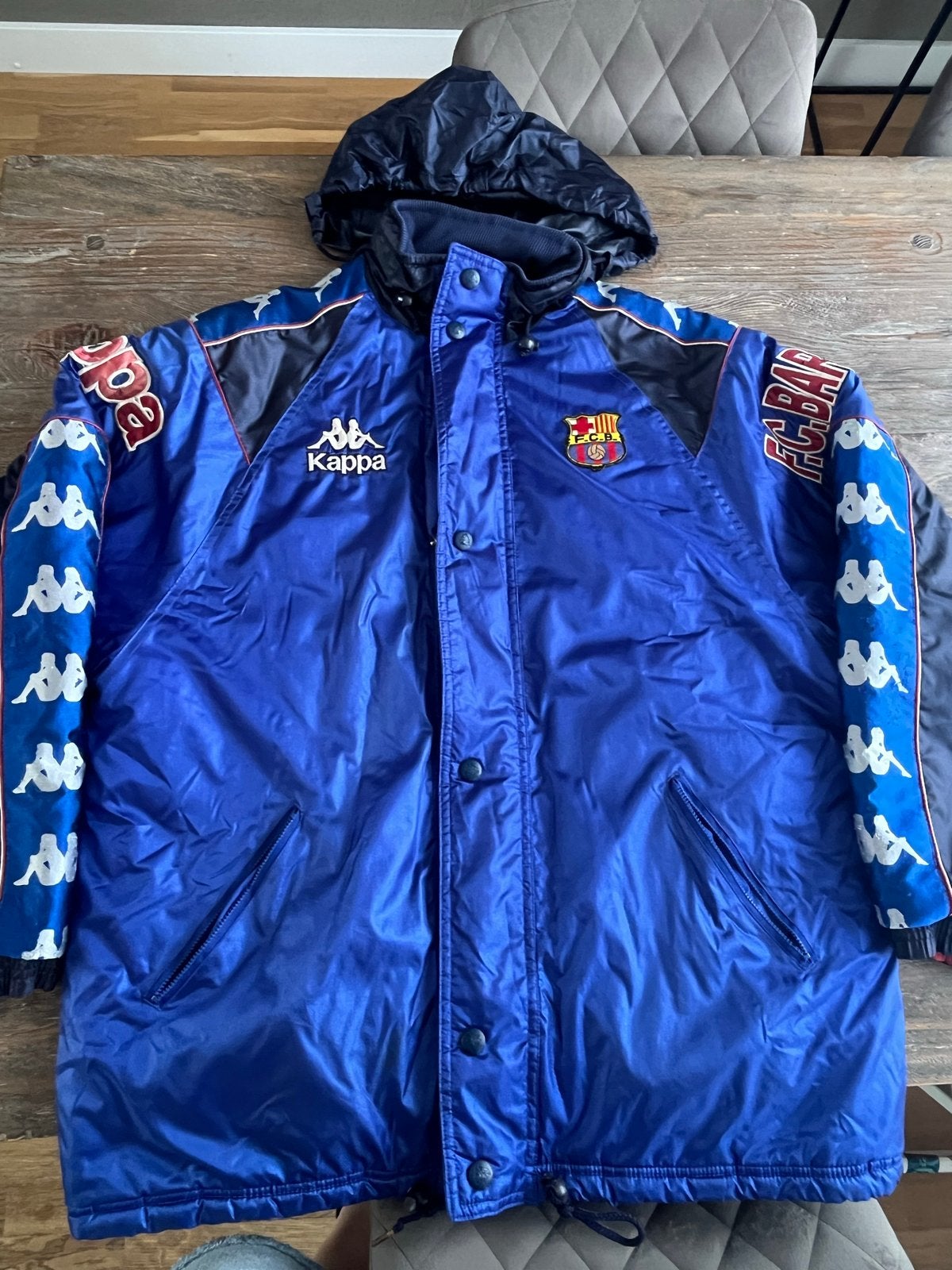 Vintage Kappa FC Barcelona Winterjas - Maat XL, Ophalen of Verzenden, Gedragen, Maat 56/58 (XL), Blauw