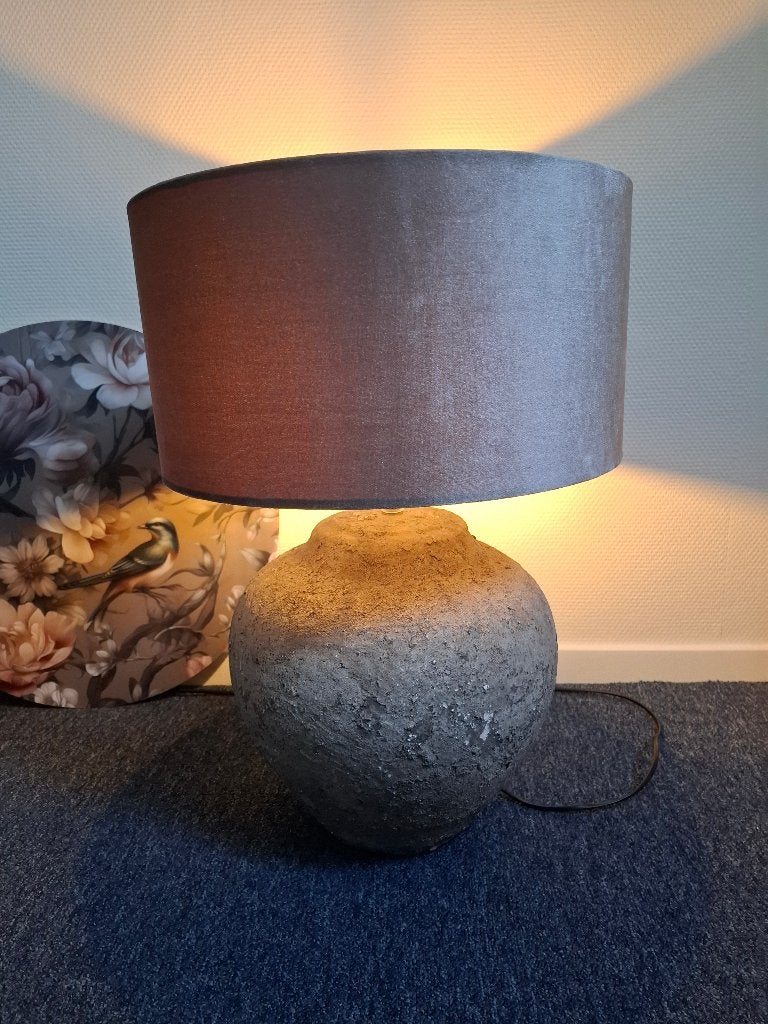 Prachtige sobere kruiklamp met velvet lampenkap en lamp., Ophalen, 57 cm, Overige typen, Inclusief lichtbron