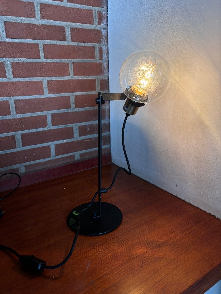 Industriële tafellamp zwart metaal glas E14  CS26947, Ophalen, Overige typen, Gebruikt, Overige merken