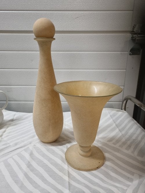 vazen set vaas en fles creme kleurig, Ophalen of Verzenden