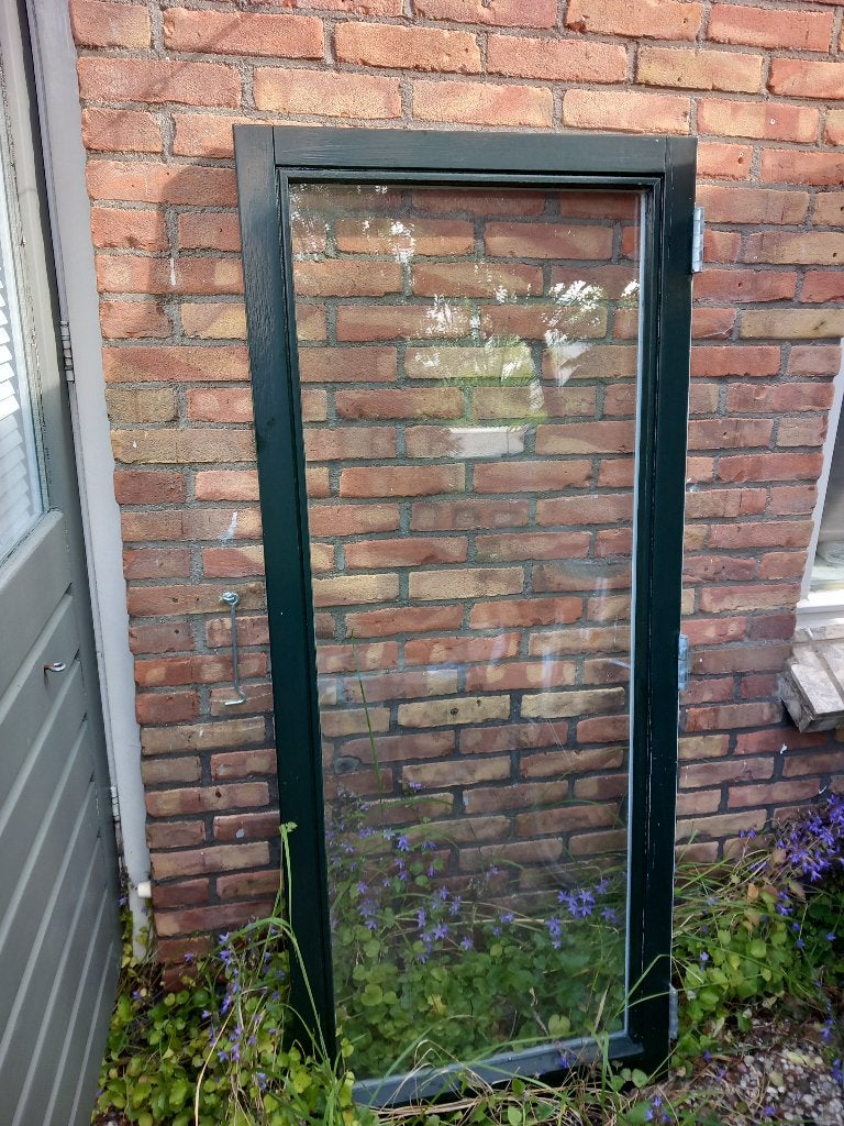 Mooi Houten Draairaam met Dubbel Glas 163,5 x 68 cm, Doe-het-zelf en Verbouw, Glas en Ramen, Ophalen, Gebruikt, Minder dan 80 cm