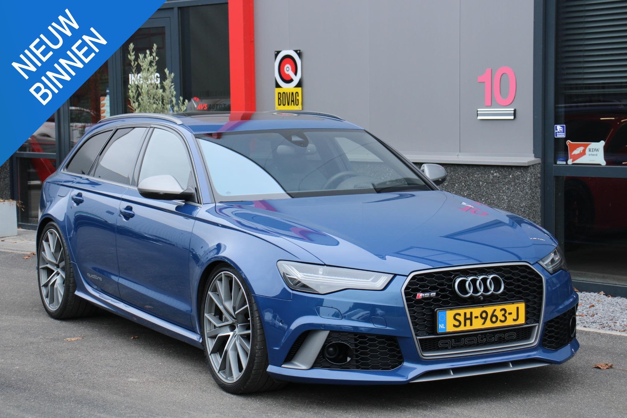 Audi RS6 Avant 4.0 TFSI RS 6 Quat Performance, Keramisch 81D, Auto's, Automaat, Gebruikt, Lane Keeping Assist, Blauw