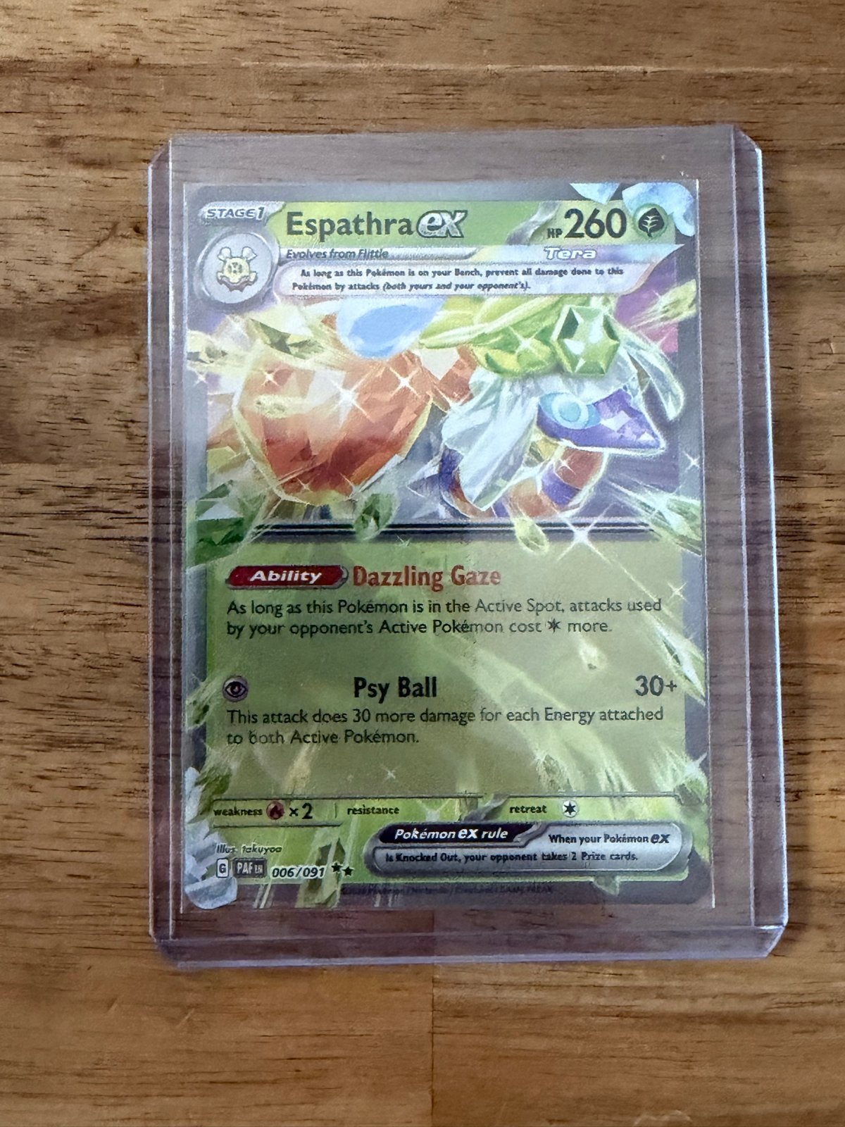 Pokémon TCG Espathra ex 006/091 Tera Foil Kaart, Ophalen of Verzenden, Zo goed als nieuw, Losse kaart, Foil