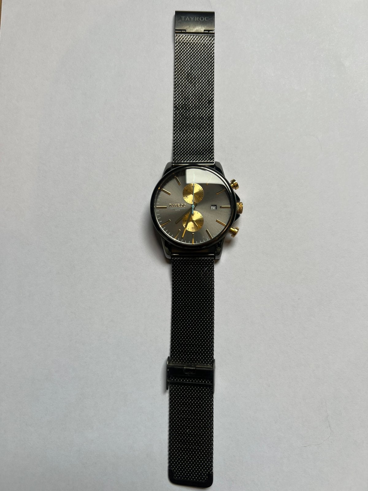Tayroc Horloge, Gunmetal / goud / blauw, Overige merken, Staal, Gebruikt, Polshorloge