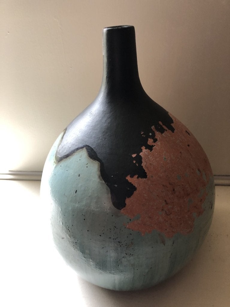 ART deco handgemaakte vaas mooi als object, Handgemaakt, 26 cm, Meerkleurig, Overige materialen