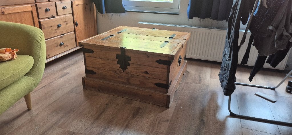 Salontafel/opbergkist, Ophalen, Gebruikt, 50 tot 100 cm, Vierkant