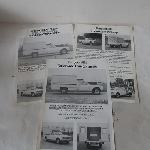 Peugeot 504 Pick Up Fourgonnette folder leaflet SET PRIJS, Ophalen of Verzenden, Gelezen, Peugeot