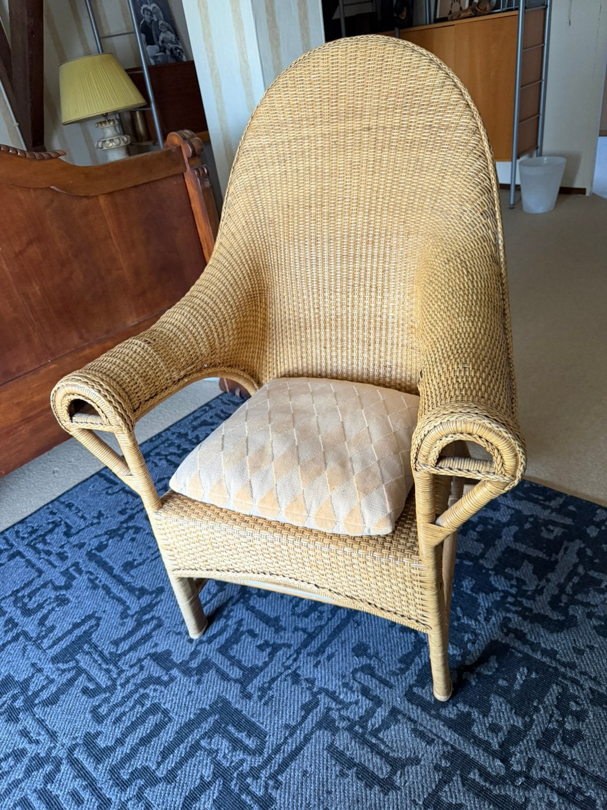 Rieten stoel te koop, Huis en Inrichting, Ophalen, Zo goed als nieuw, Authentiek, 50 tot 75 cm
