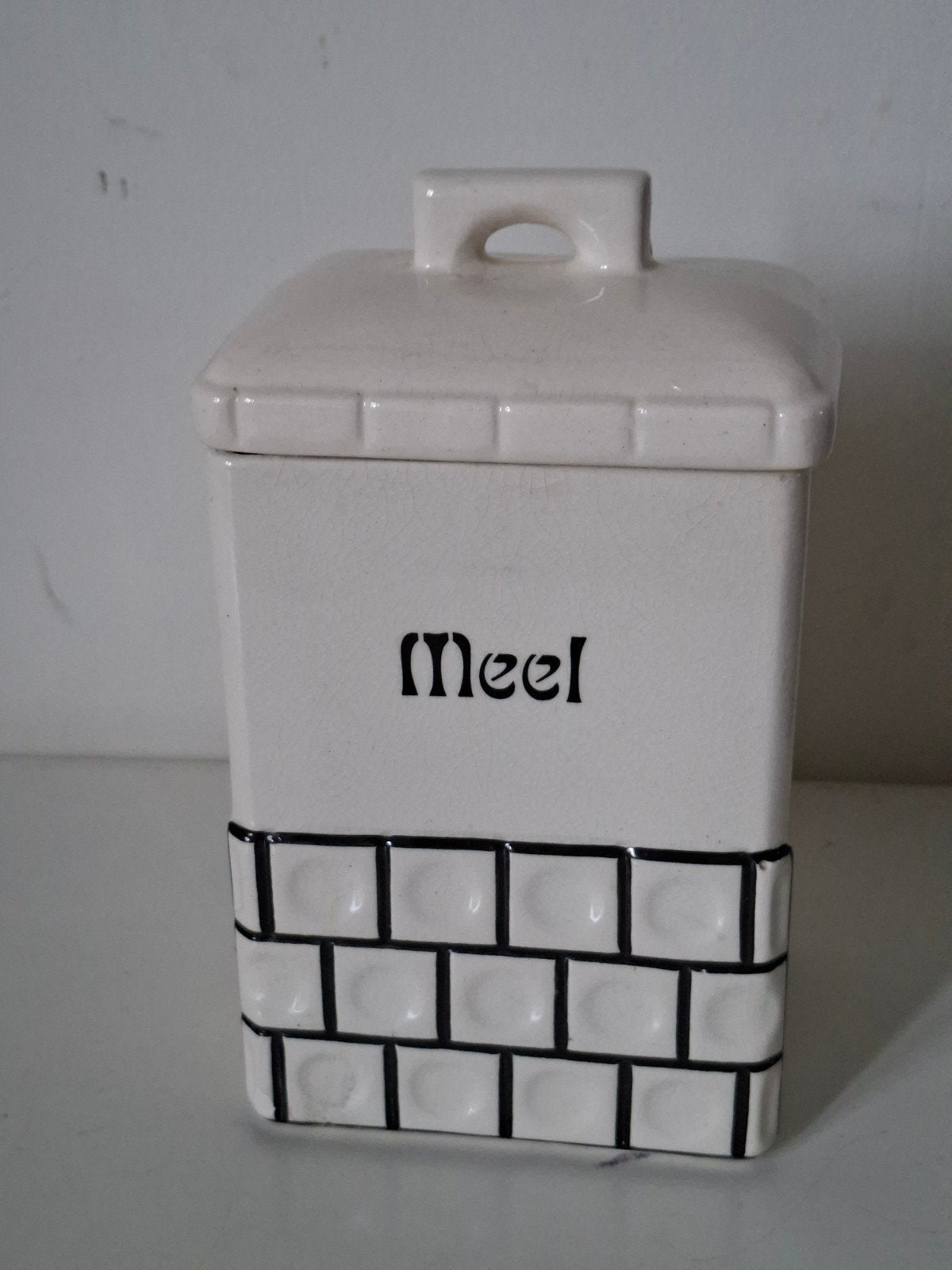 Vintage Holland meel voorraadpot, Gebruikt, Keramiek, Overige typen, Ophalen of Verzenden