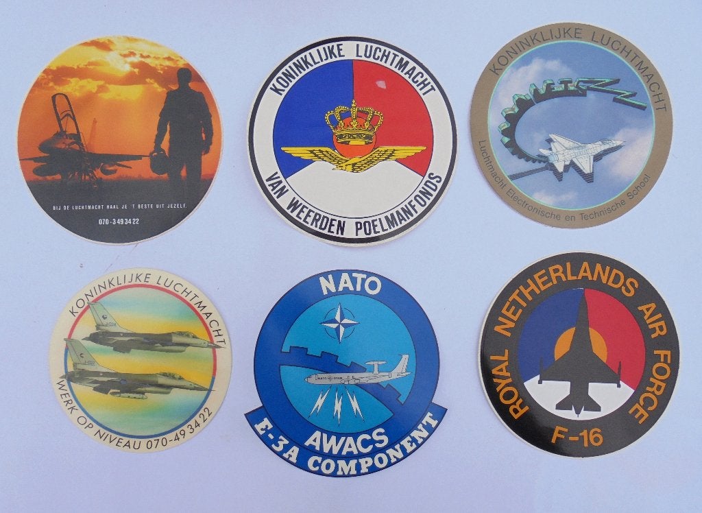 6 militaire stickers Luchtmacht Landmacht defensie., Ophalen of Verzenden, Landmacht, Nederland, Embleem of Badge