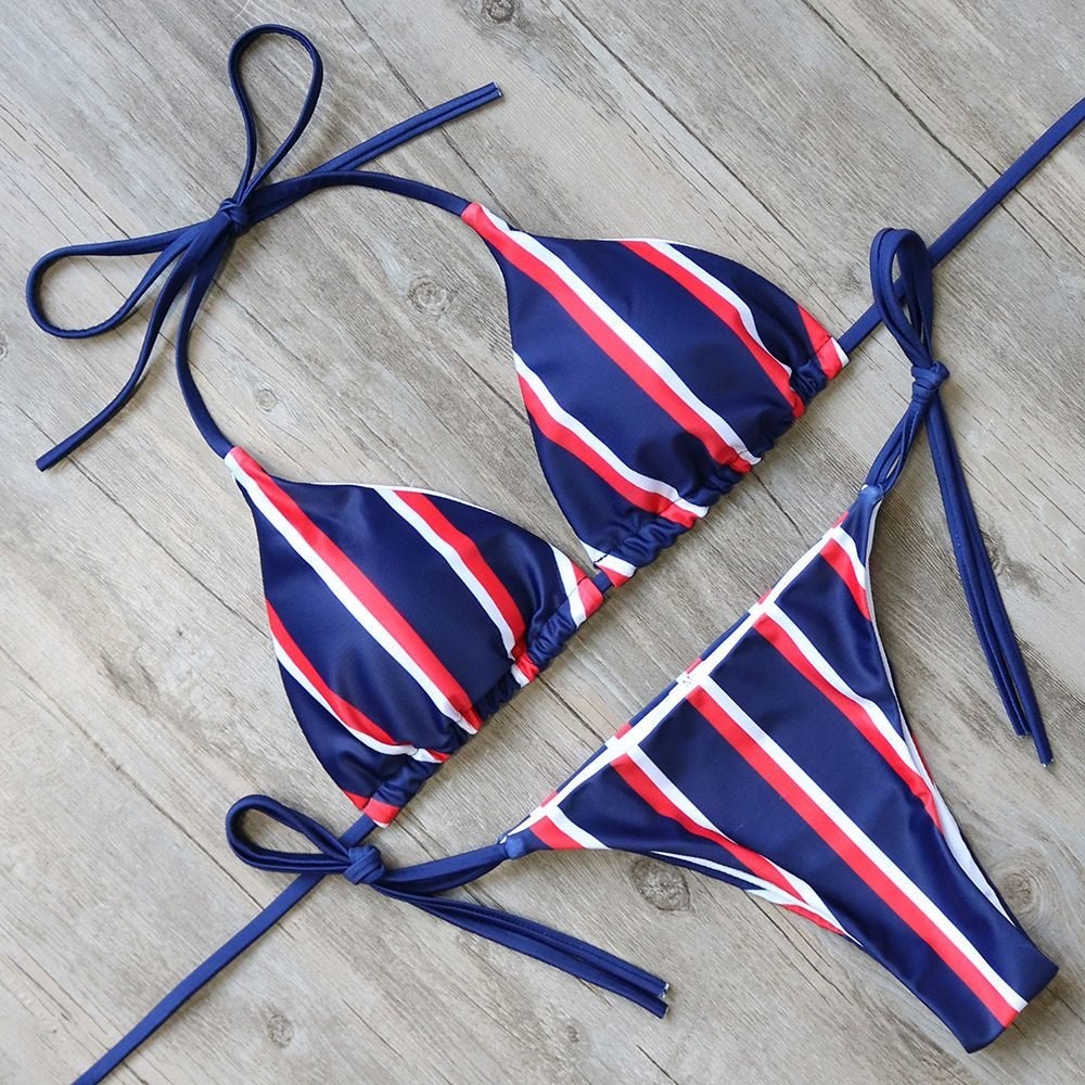 Blauw rood witte push-up bikini (sexy push up dames vrouwen), Verzenden, Nieuw, Overige kleuren, Bikini