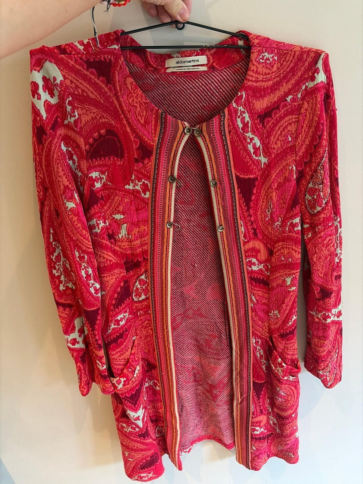 Aldo Martins vest maat 38 in rood/roze paisley print, Ophalen of Verzenden, Zo goed als nieuw, Maat 38/40 (M), Rood